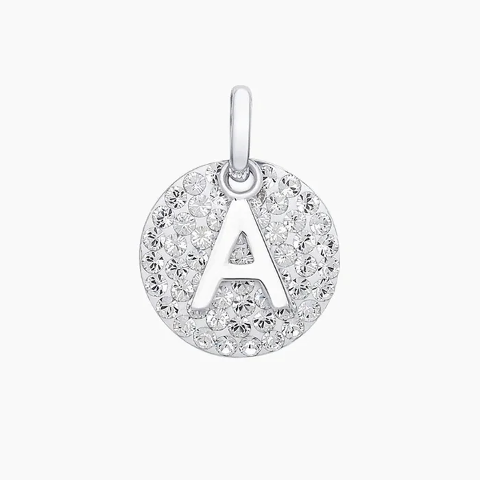 Swarovski Crystals Disc with Initial Pendant