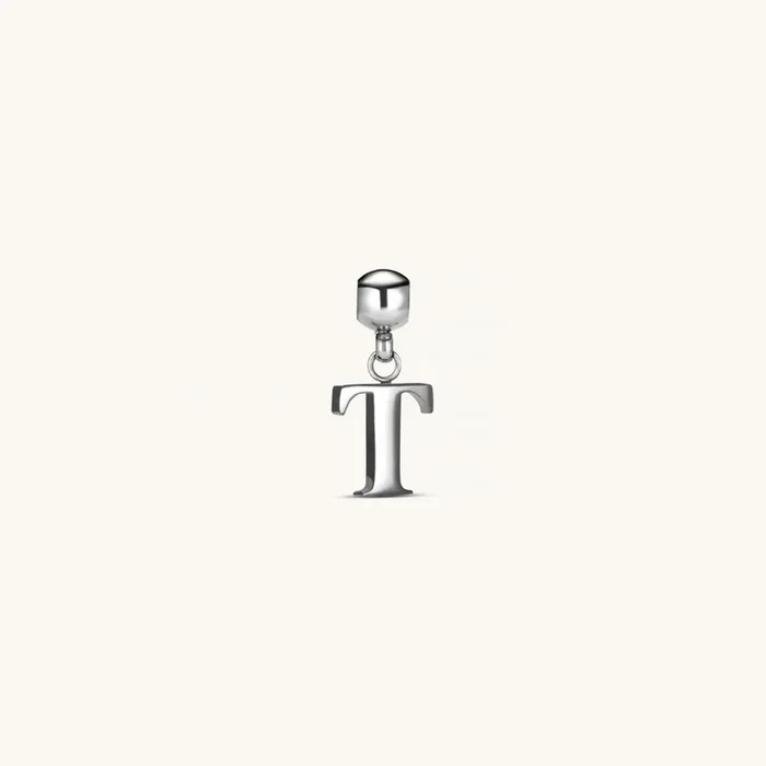 T Classic Initial Charm Silver