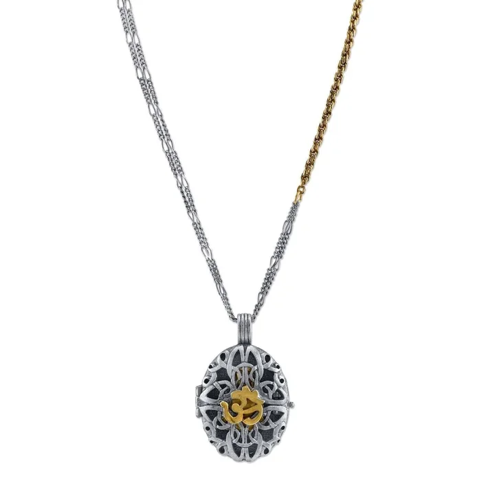 T.R.U. Ohm Filigree With Enclosed Buddha Locket Necklace 36″