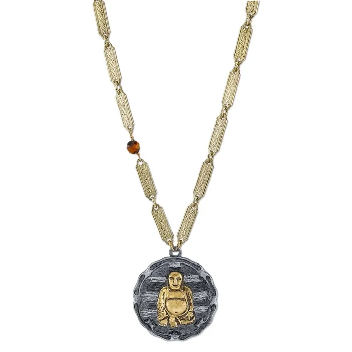 T.R.U. Sitting Budda On Vintage Chain Pendant Necklace 32″