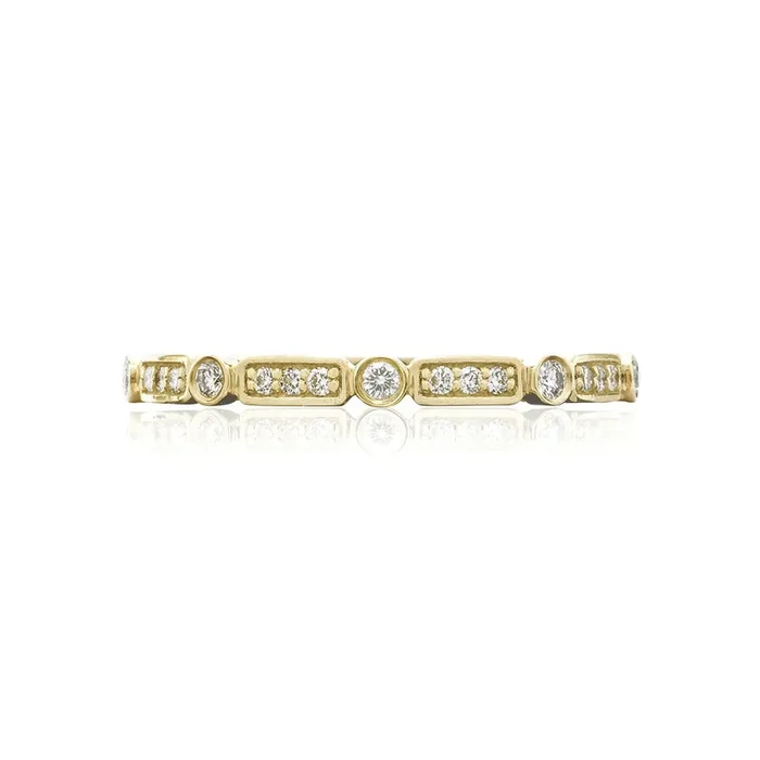 Tacori Sculpted Crescent 18k Gold Bezel Droplet and Basket Alternating Wedding Band – Eternity