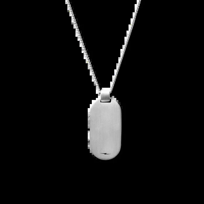 Tag Curb Chain Necklace – Sterling Silver