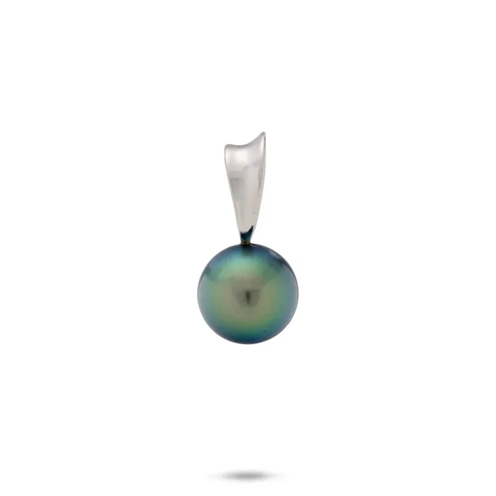 Tahitian Black Pearl Pendant in White Gold – 10-11mm