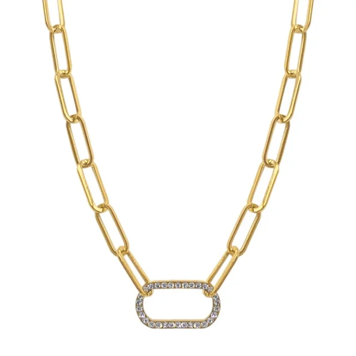 Tarnish Resistant 14k Gold Plated Paper Clip Chain with Oversized Link Necklace
