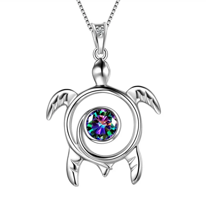 Tartaruga arcobaleno topazio mistico collane gioielli da donna regalo argento sterling