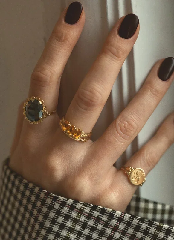 Taylor hematiet ring 14k goud