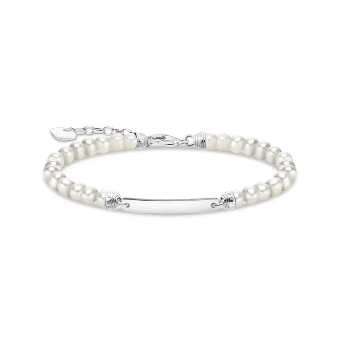 Thomas Sabo Engrav Sterling Silver Fresh Water Pearl 16-19cm Bracelet