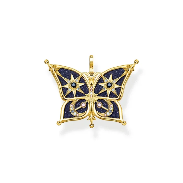 Thomas Sabo Magic Stars Gold Plated Sterling Silver Small Blue Butterfly Pendant