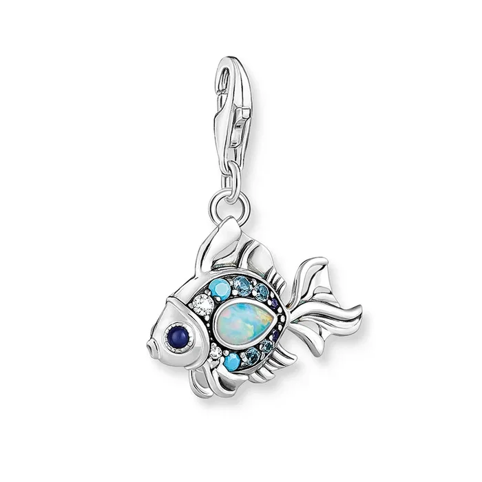 Thomas Sabo Sterling Silver Blue Spinel Fish Charm