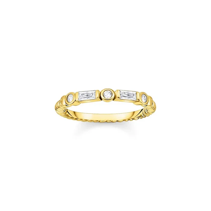 Thomas Sabo Sterling Silver Gold Plated Mystic Island Cubic Zirconia Ring