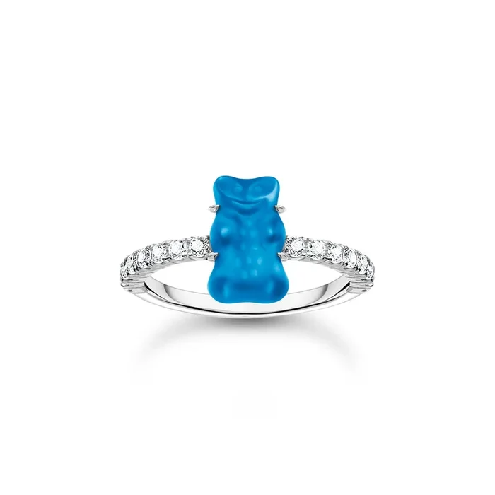 Thomas Sabo Sterling Silver Haribo Cubic Zirconia Blueberry Blue Bear Ring