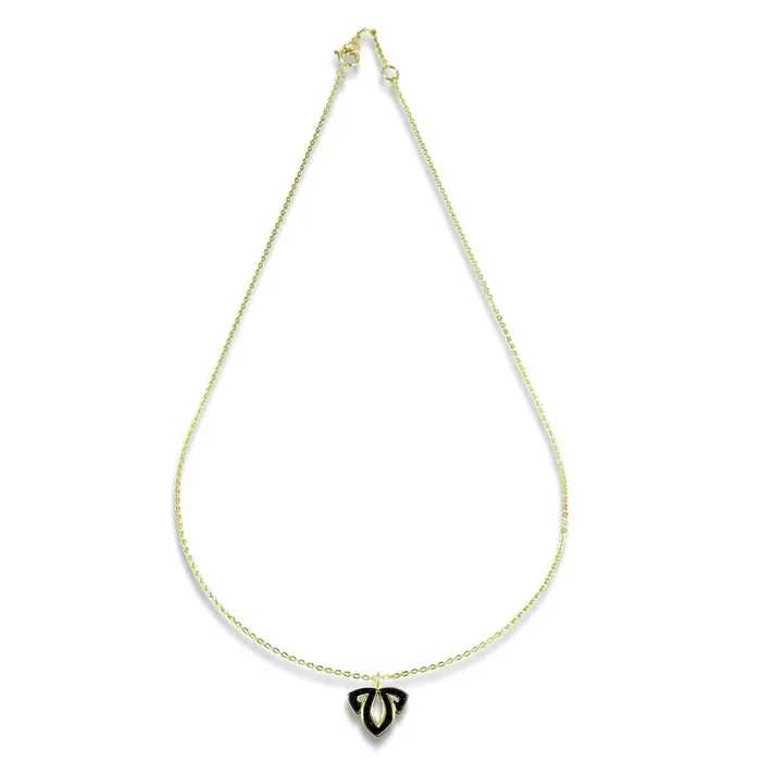 Tiara Pavé Charm Pendant 17″ – 18K Gold Vermeil + CZ Noir