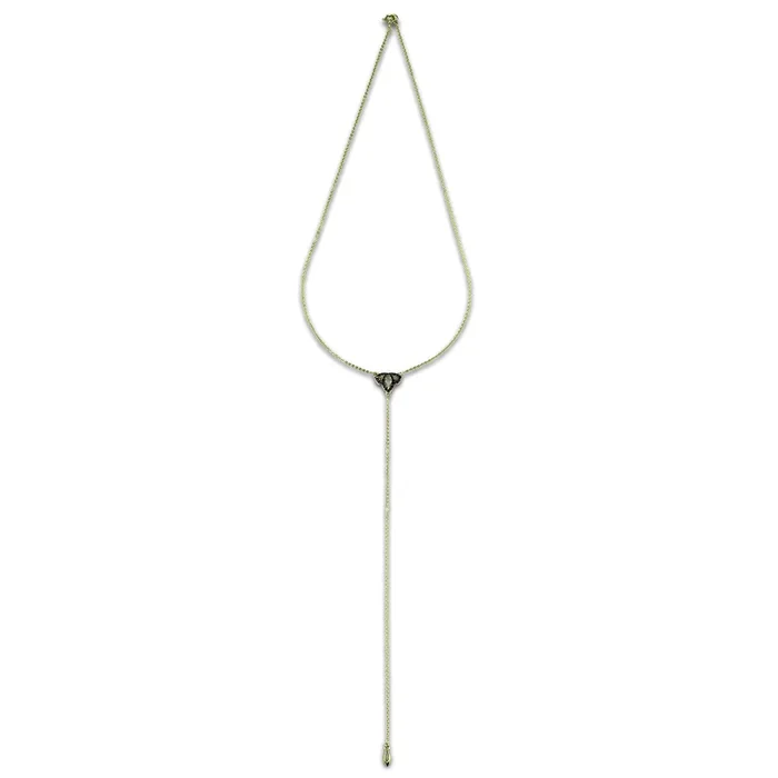Tiara Pavé Y Necklace – 18K Gold Vermeil + CZ Noir