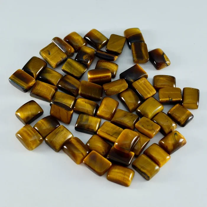 Tiger Eye 10PC Tiny 3×5 MM Emerald Cabochon Brown Superior semi Precious Loose Gemstone