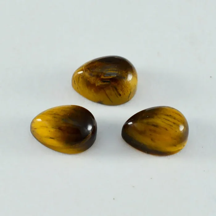 Tiger Eye 1PC Large 10×12 MM Pear Cabochon Brown Splendid semi Precious Loose Gemstone