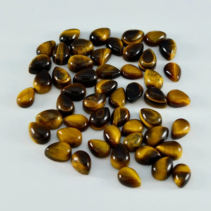 Tiger Eye 1PC Small 6×9 MM Pear Cabochon Brown Superior semi Precious Loose Gemstone