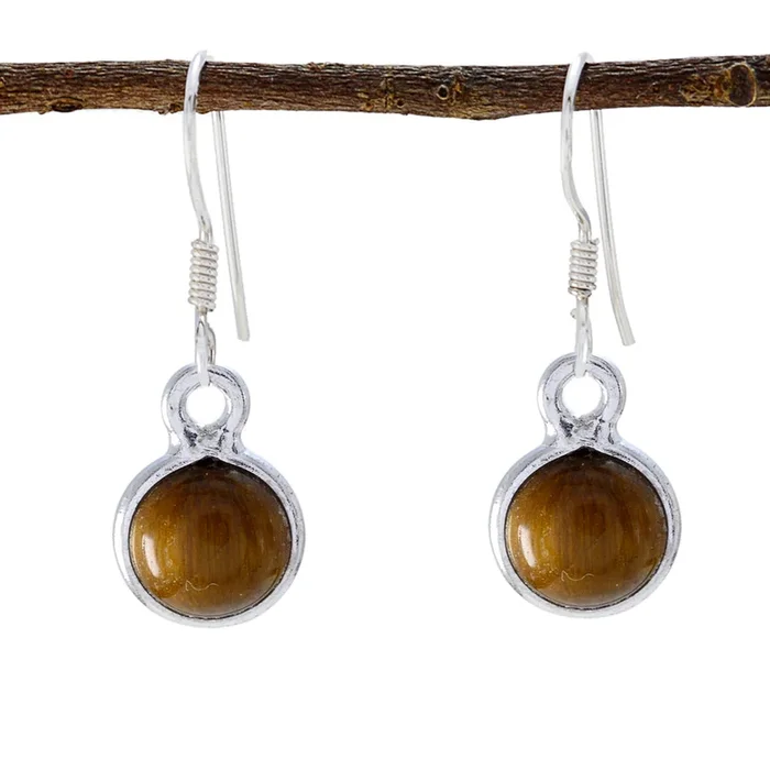 Tiger Eye Japanese Rebeca multiple Dangle Brown 92.5 Silver Earring