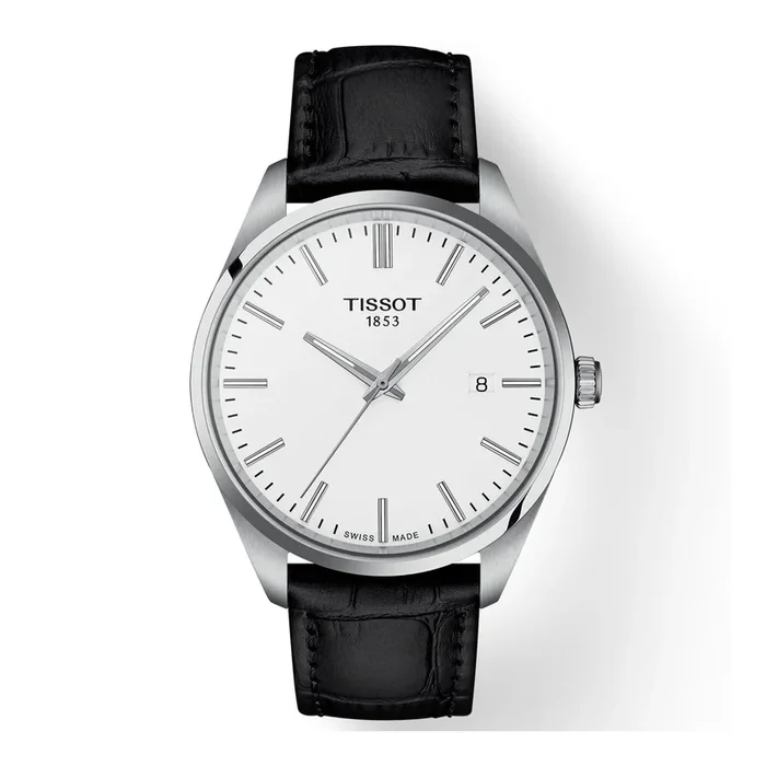 Tissot T-Classic PR 100 quartz white dial black leather strap 40 mm – Lepage