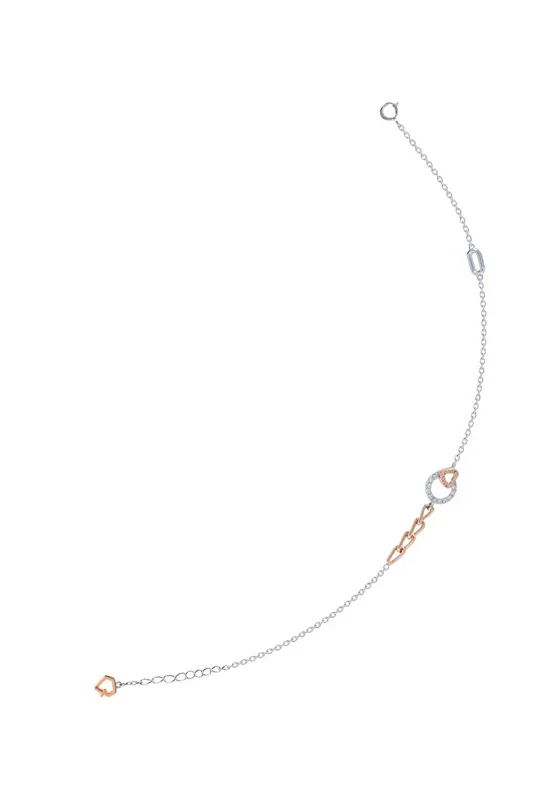 TOMEI Binding With Love Bracelet, White+Rose Gold 585