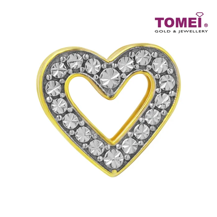 TOMEI Chomel Collection Dual-Tone Heart Charm, Yellow Gold 916