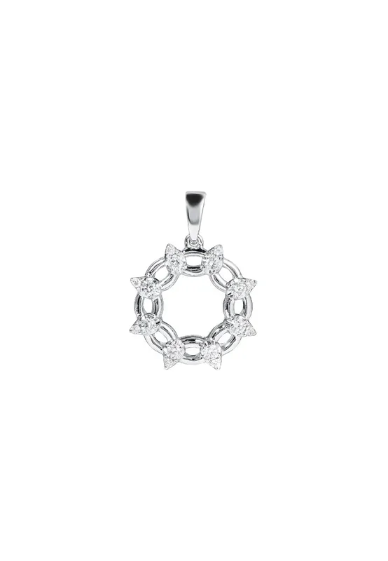 TOMEI Circular Diamond Pendant, White Gold 750