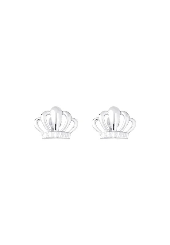 TOMEI Crown Earrings, White Gold 585