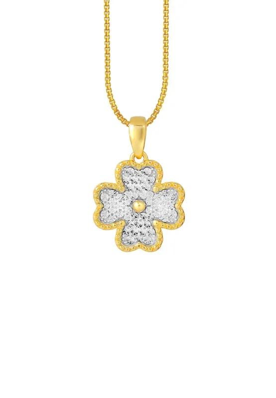 TOMEI Diamond Cut Collection Clover Pendant, Yellow Gold 916