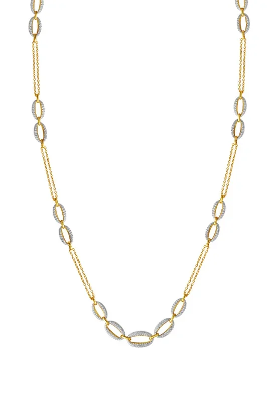 TOMEI Diamond Cut Collection Refined Oval Necklace, Yellow Gold 916