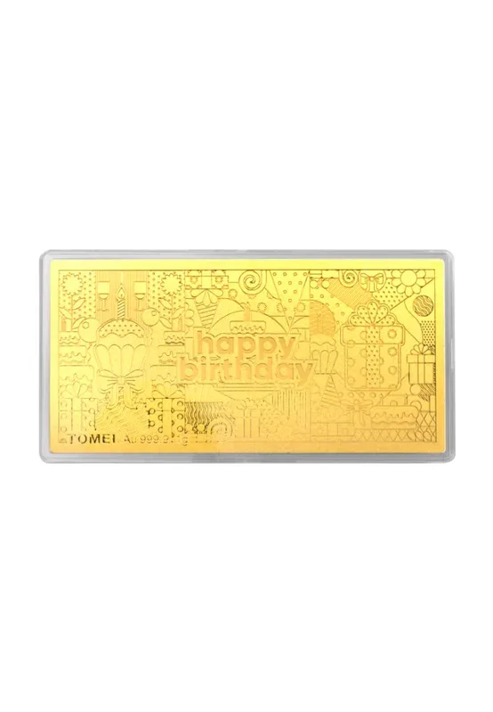 TOMEI Happy Birthday Gold Wafer 1G, Yellow Gold 9999