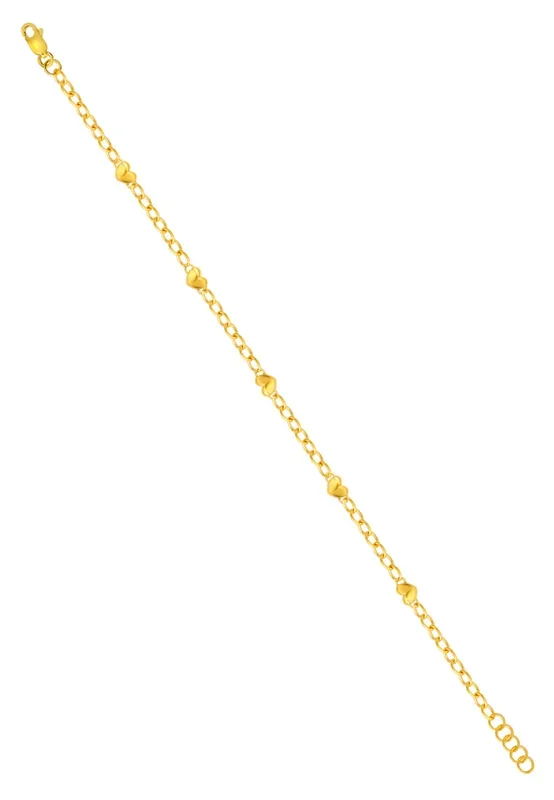 TOMEI Heart Beads Bracelet, Yellow Gold 916