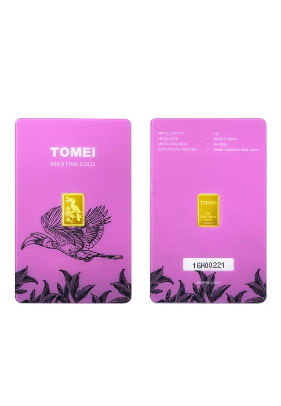 TOMEI Hornbill Gold Bar 1G Purple Card | Fine Gold 9999