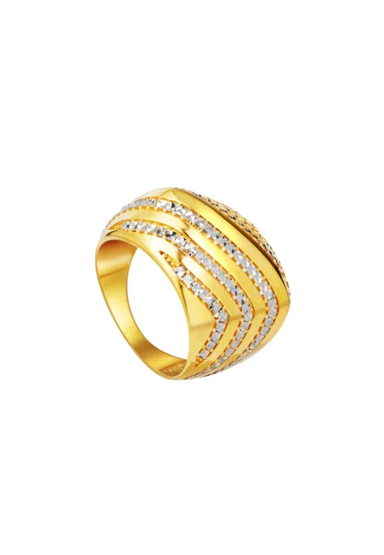 TOMEI Lusso Italia Dual-Tone Wave Inspired Ring, Yellow Gold 916