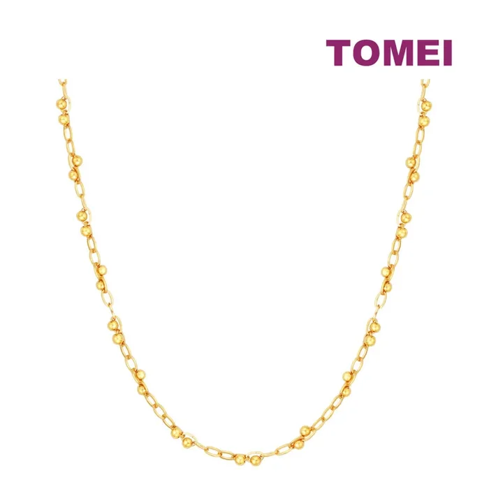 TOMEI Minimalist Bead Necklace, Yellow Gold 916