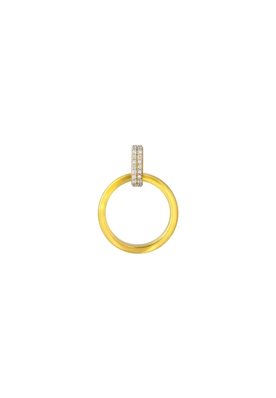 TOMEI Zirconia Circular Pendant, Yellow Gold 916