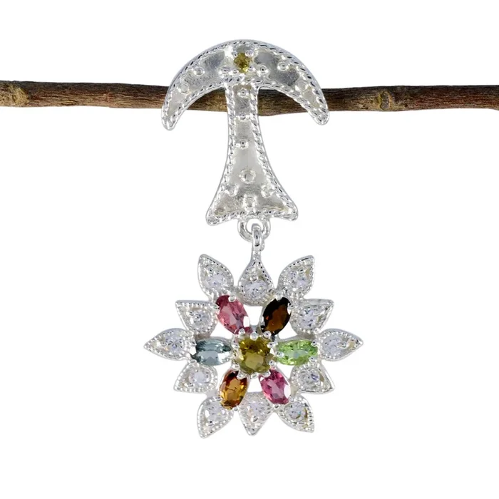Tourmaline Classic Middle Eastern 925 Silver multiple Hanna Abstract multicolor Pendant Jewelry