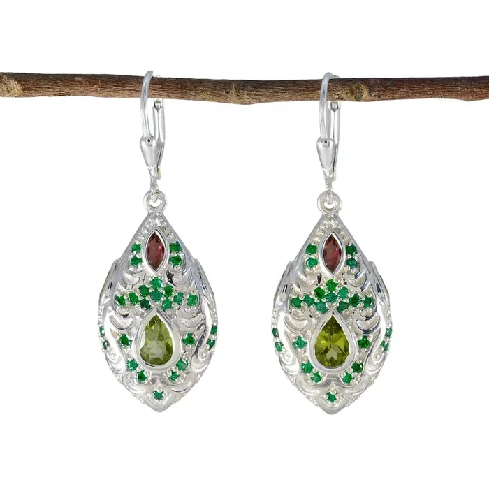 Tourmaline Egyptian Evelyn multiple Dangle multicolor 925 Silver Earring