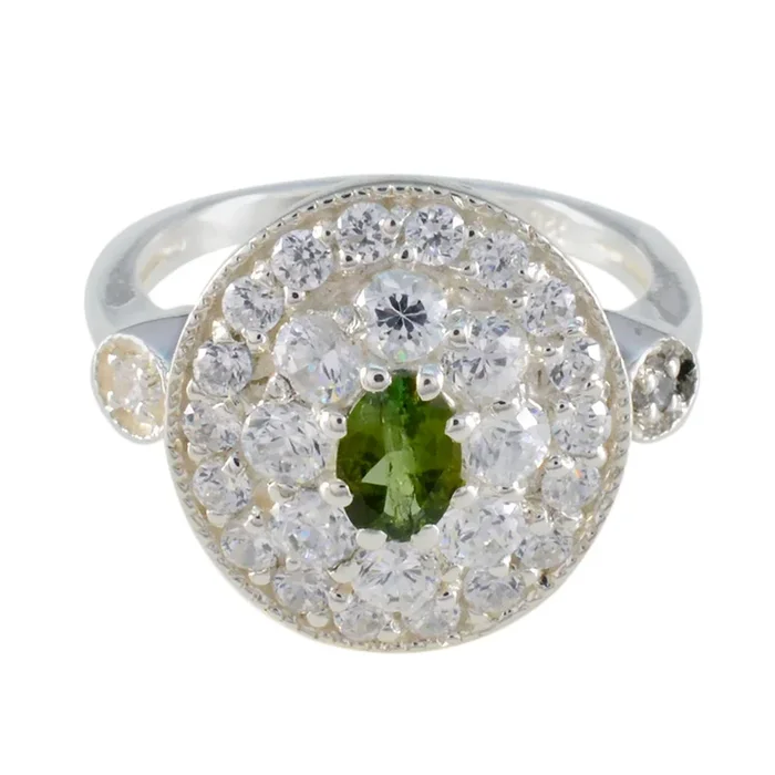 Tourmaline Halo Egyptian Silver multicolor Gemstones Classic Modern Ring Jewellery