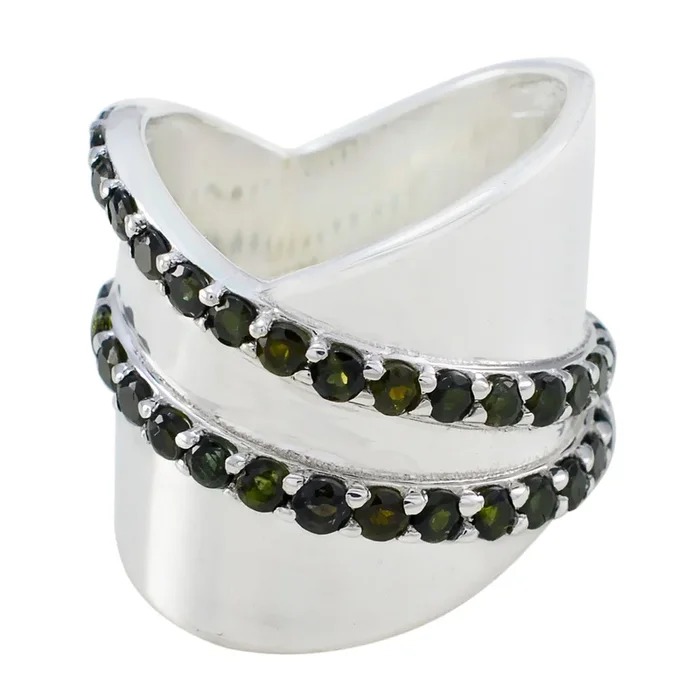 Tourmaline multiple Egyptian 925 Sterling Silver multicolor Gems Eye-catching Art Deco Ring Jewelry