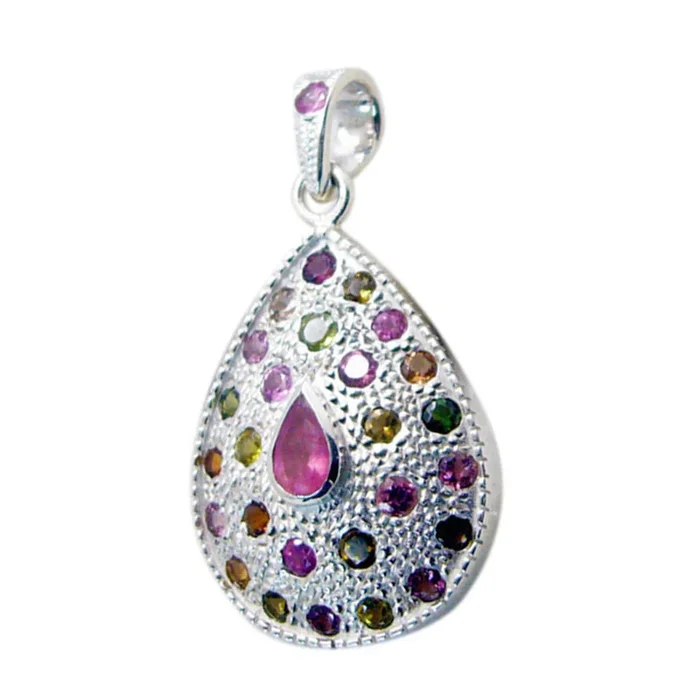 Tourmaline Statement Mexican Silver multiple Yasmine Feminine multicolor Pendant Jewelry