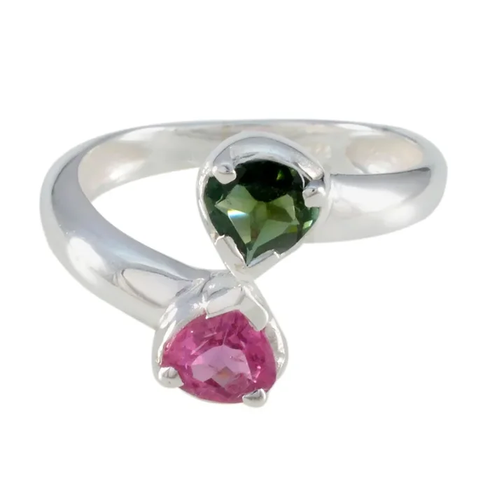 Tourmaline Toi et Moi Moroccan 92.5 Silver multicolor Gemstones Tiny Luxurious Ring Jewellery