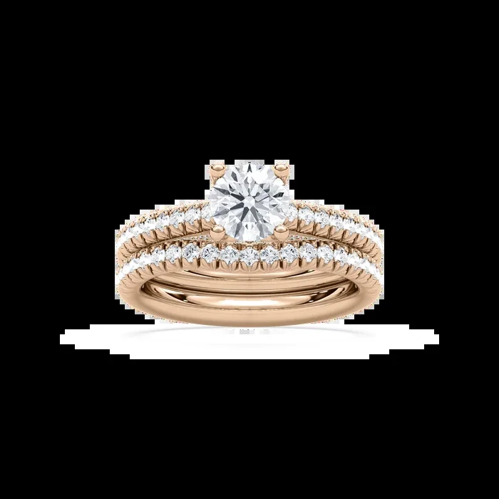 Tressa 1 ⅝ ctw Round Lab Grown Diamond French Pave Wedding Set