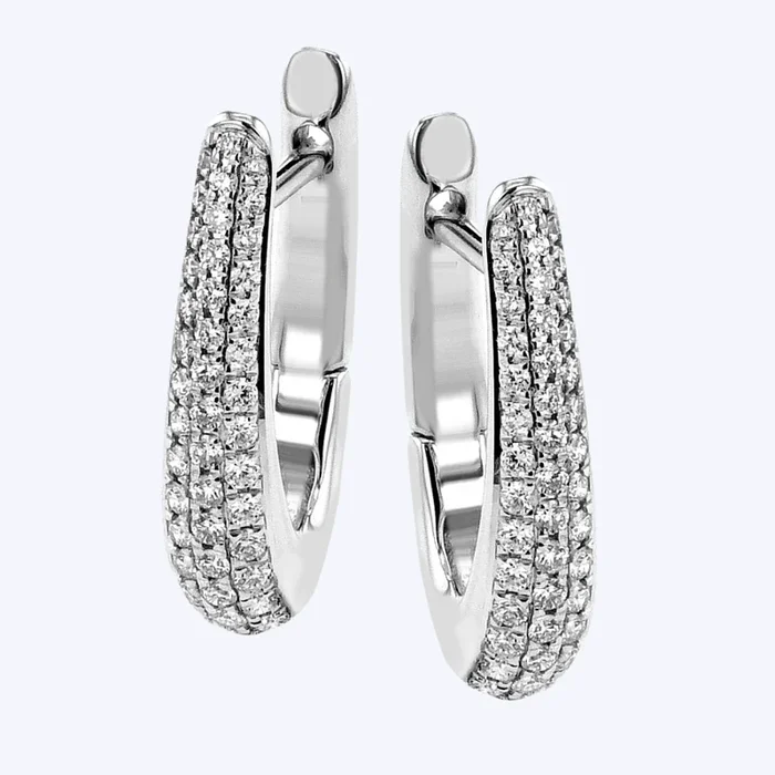 Triple Row Diamond Hoops