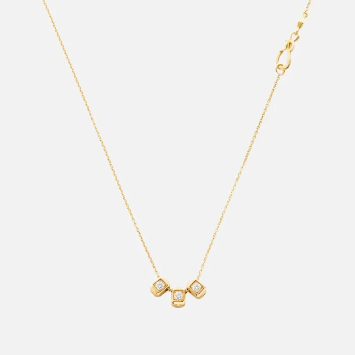 Triple Solitaire Code Pendant Necklace