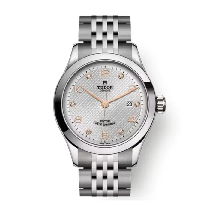 Tudor 1926 automatic watch with diamonds index, silver dial, and 28 mm steel bracelet – Lepage