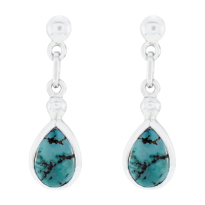 Turquoise African Giulia Solitaire Stud Blue 925 Silver Earring