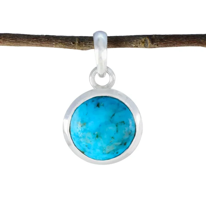 Turquoise Featherlight Spanish 925 Silver Solitaire Milagros valentine Blue Pendant Jewelry