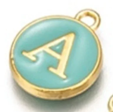 Turquoise Green Initial Letter Charms – Add On to Necklace