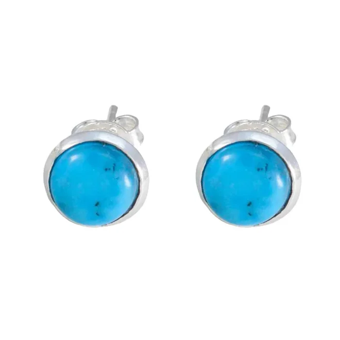 Turquoise Italian Cecilia Solitaire Stud multicolor 925 Sterling Silver Earring