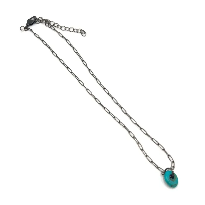 Turquoise Lucite Nugget Chain Necklace