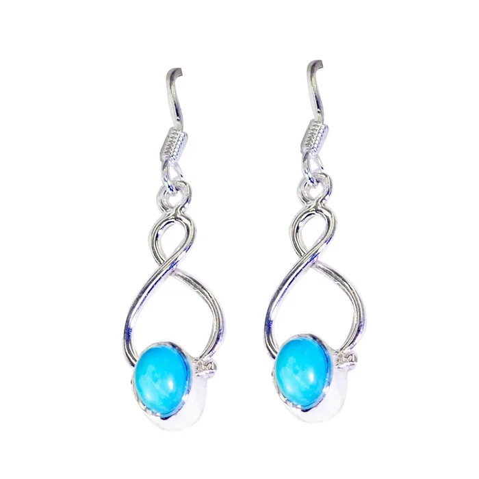 Turquoise Mexican Emily Solitaire Dangle Blue 92.5 Silver Earring